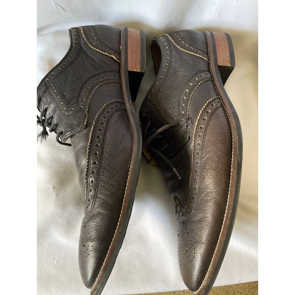 Cole Haan Mens Brown Leather Wingtip Oxford Shoes Size 11.5M With Rubber Soles & - Picture 4 of 7
